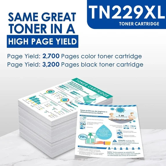 TN229XL TN229 Toner Cartridge for Brother TN229 TN229XL Toner Cartridges for Brother MFC l3720CDW, MFC l3780CDW(4 Pack)