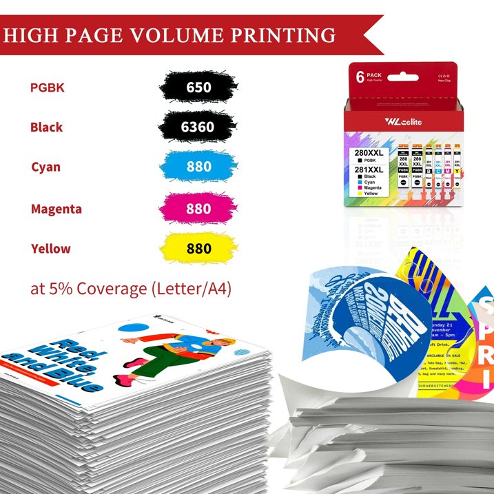 280XXL 281XXL Ink Cartridge Compatible for Canon 280 281 Ink Cartridges Combo Pack Compatible TS6220 TS6320 Printer