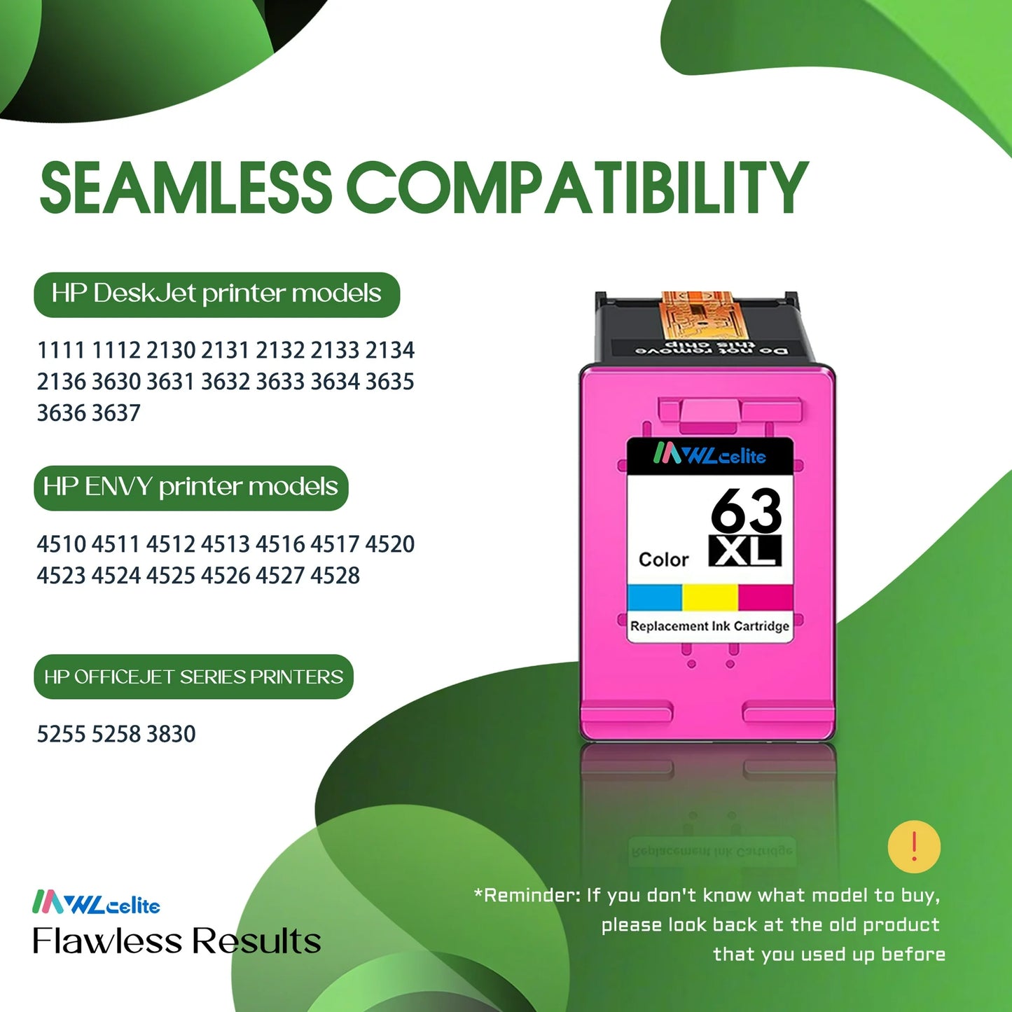 63 Tri-color Ink Cartridge Compatible for HP 63 63XL Ink Cartridge (1 Pack)