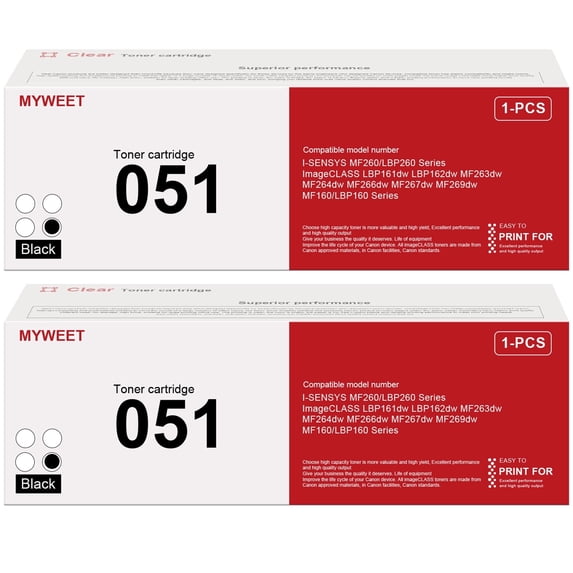CRG-051 Toner Cartridge Replacement for Canon 051 Toner ImageCLASS MF264dw MF267dw MF269dw LBP162dw Printer, 2 Pack Black