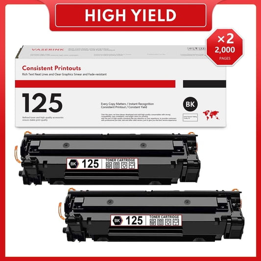 CRG-125 Toner Cartridge Replacement for Canon ImageCLASS LBP6030w LBP6000 MF3010 Printer (Black, 2-Pack)