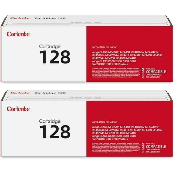 CRG-128 128 High Yield Toner Cartridge 2-Pack Replacement for Canon 128 3500B001 ImageCLASS MF4770n MF4450 MF4880dw MF4570dw MF4700 MF4800 D530 D550 FAXPHONE L100 Printer
