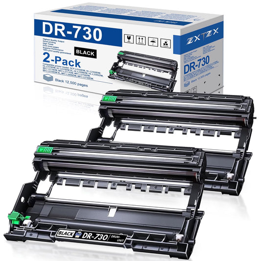 DR730 Drum Unit Compatible for Brother DR-730 DR730 HL-L2370DW HL-L2390DW DCP-L2550DW HL-L2350DW (Black, 2-Pack)