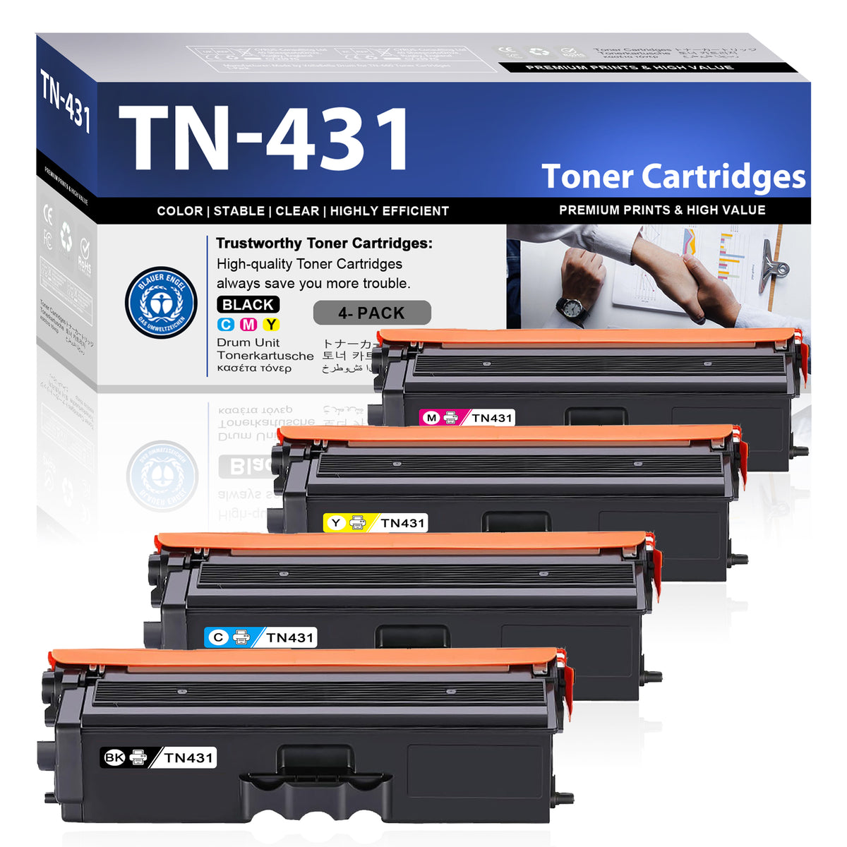 TN431 Toner Cartridges 4 Pack ZXTZX Compatibles for Brother TN431 Toner HL-L8260CDW MFC-L8610CDW Series Printers (Black Cyan Magenta Yellow)