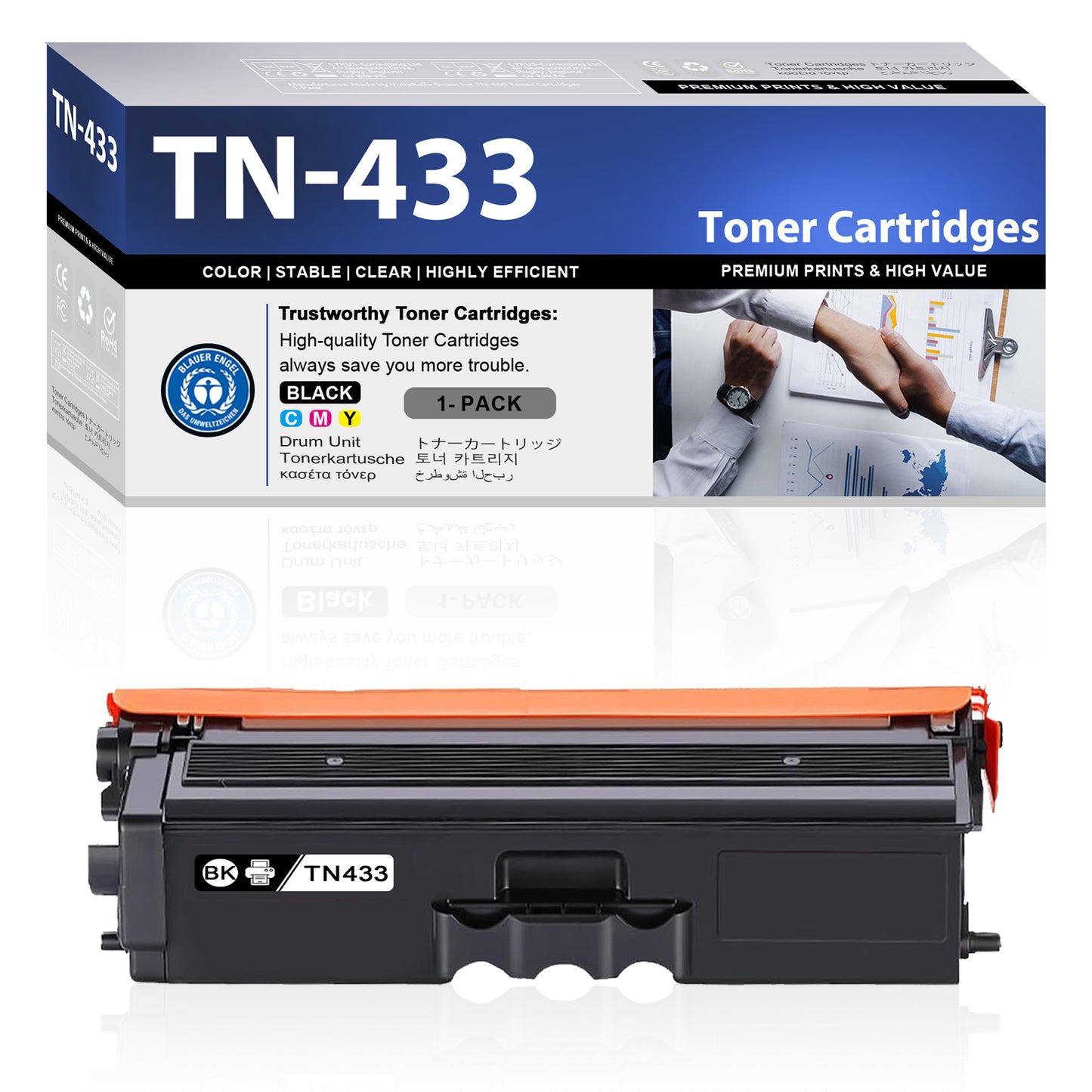 TN433 Toner Cartridges Black ZXTZX Compatibles for Brother TN433 Toner HL-L8360CDW MFC-L8610CDW Series Printers 1 Pack