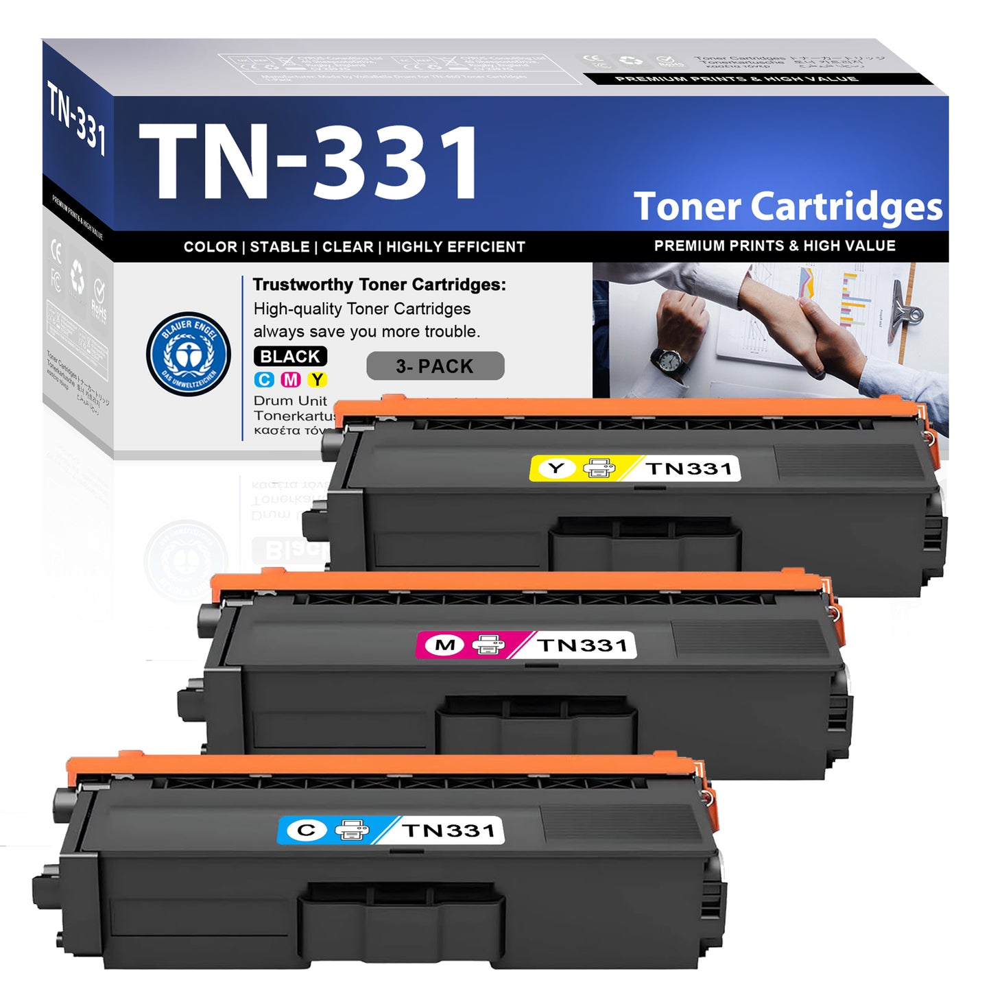 TN331 Toner Cartridges ZXTZX Compatibles for Brother TN331 Toner HL-8350CDWT MFC-9460CDN Series Printers 3 Pack ( Cyan Magenta Yellow )