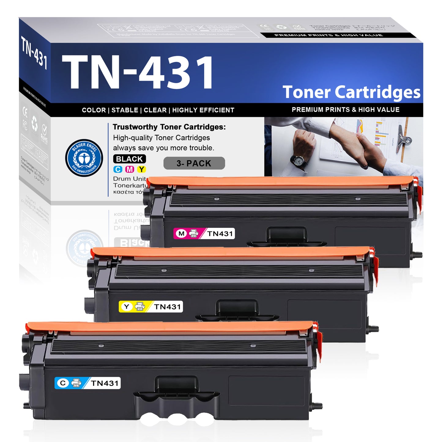 TN431 Toner Cartridges 3 Pack ZXTZX Compatibles for Brother TN431 Toner HL-L8260CDW MFC-L8610CDW Series Printers (Cyan Magenta Yellow)
