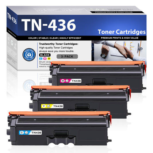 TN436 ZXTZX Toner Cartridges Compatibles for Brother TN436 Toner HL-L8360CDW MFC-L8900CDW Series Printers 3 Pack (Cyan Magenta Yellow)