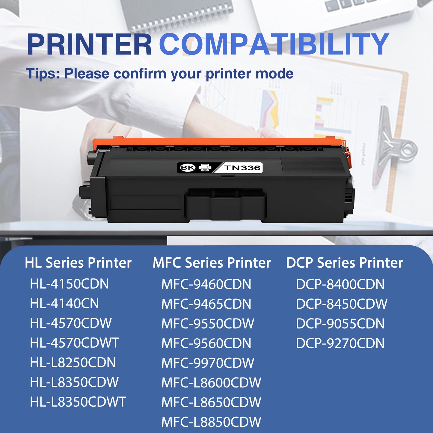 TN336 Toner Cartridges ZXTZX Compatibles for Brother TN336 Toner HL-L8350CDW MFC-9460CDN Series Printers 1 Pack Black