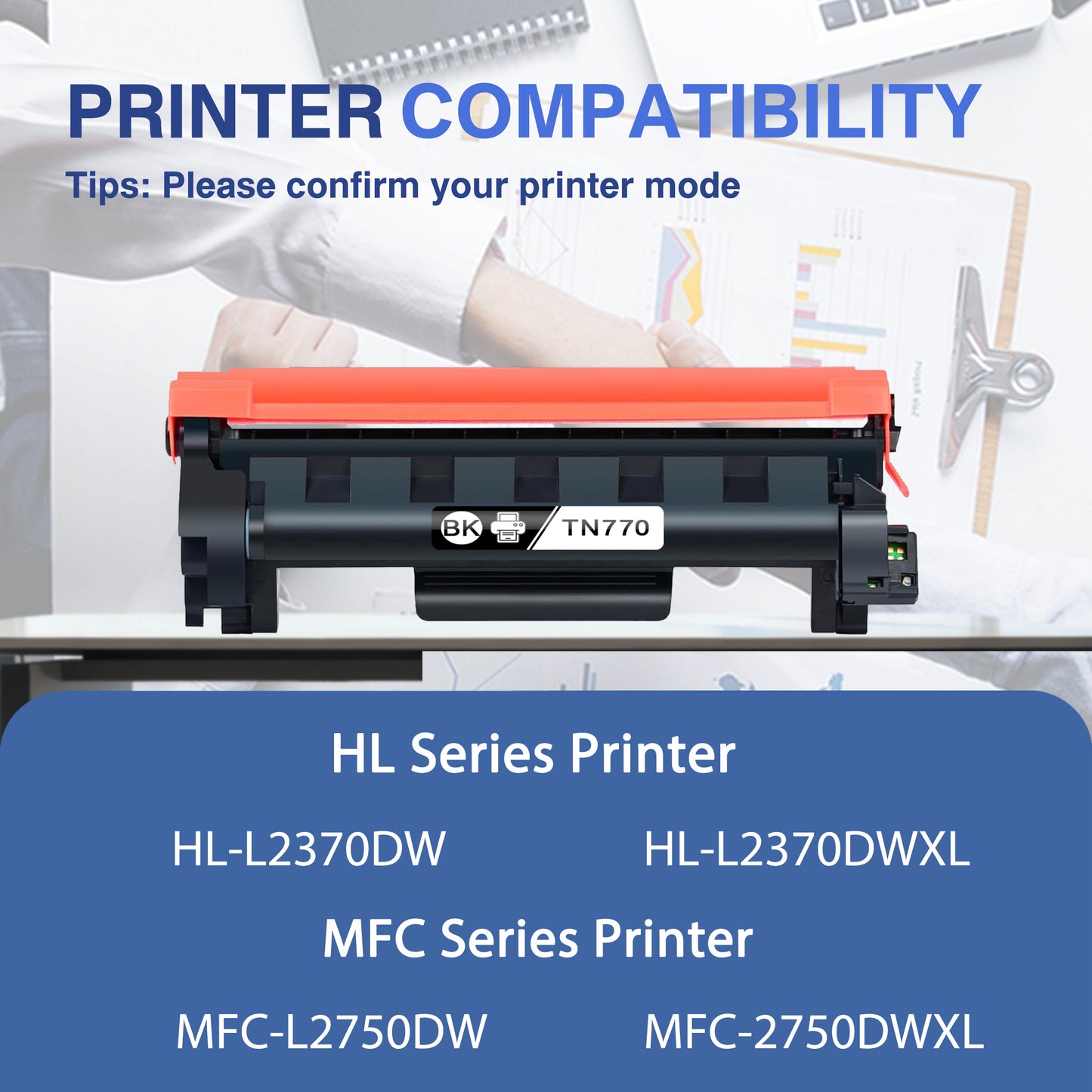 TN770 2 Pack Toner Cartridges ZXTZX Compatibles for Brother TN770 Toner HL-L5215DW MFC-L2750DWXL Series Printers