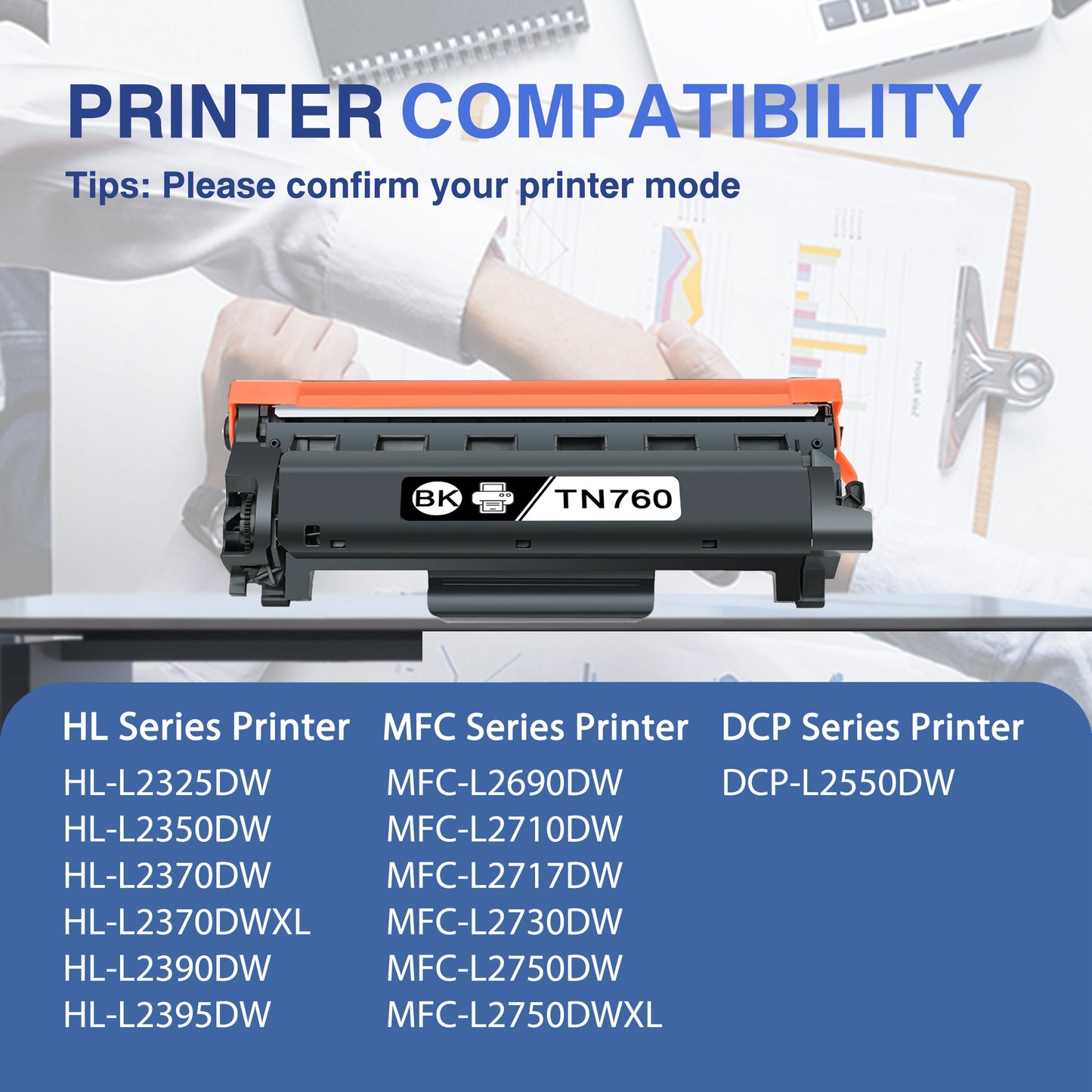 TN760 Black Toner Cartridge ZXTZX Compatible for Brother TN-760 TN730 1 Pack High with MFC-L2710DW HL-L2390DW Printers