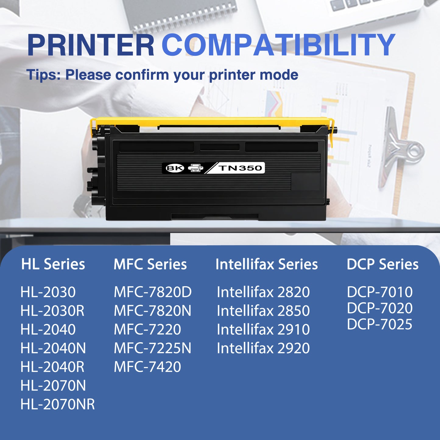 TN350 Toner Cartridge ZXTZX Compatibles for Brother TN350 Compatibles for HL-2040N MFC-7225N Series Printers 1 Pack Black