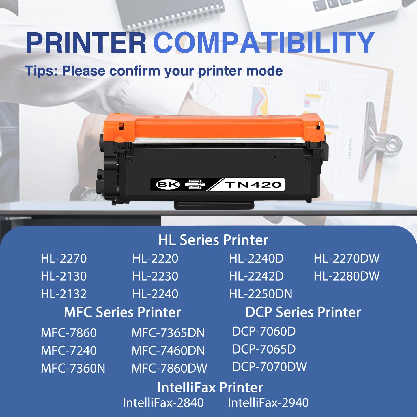 TN420 Toner Cartridges ZXTZX Compatibles for Brother TN420 Toner HL-2275DW MFC-7365DN Series Printers 1 Pack