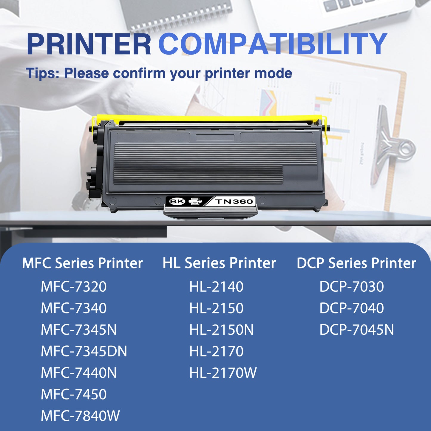 TN360 Toner Cartridge ZXTZX Compatibles for Brother TN360 Compatibles for MFC-7840W HL-2170W Series Printers 2 Pack Black