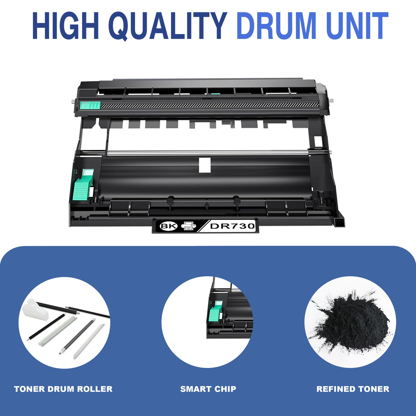 DR730 Drum Unit 4 Pack Black ZXTZX Compatible for Brother for HL-L2370DW MFC-L2750DW MFC-L2750DWXL Series Printers