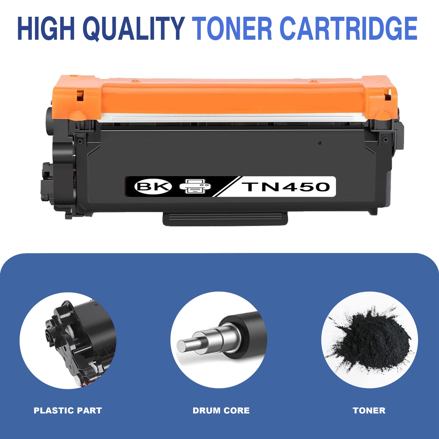 TN450 2 Pack Black Toner Cartridges ZXTZX Compatibles for Brother TN450 Fits HL-2280DW HL-2240D MFC-7460DN DCP-7065DN Printer