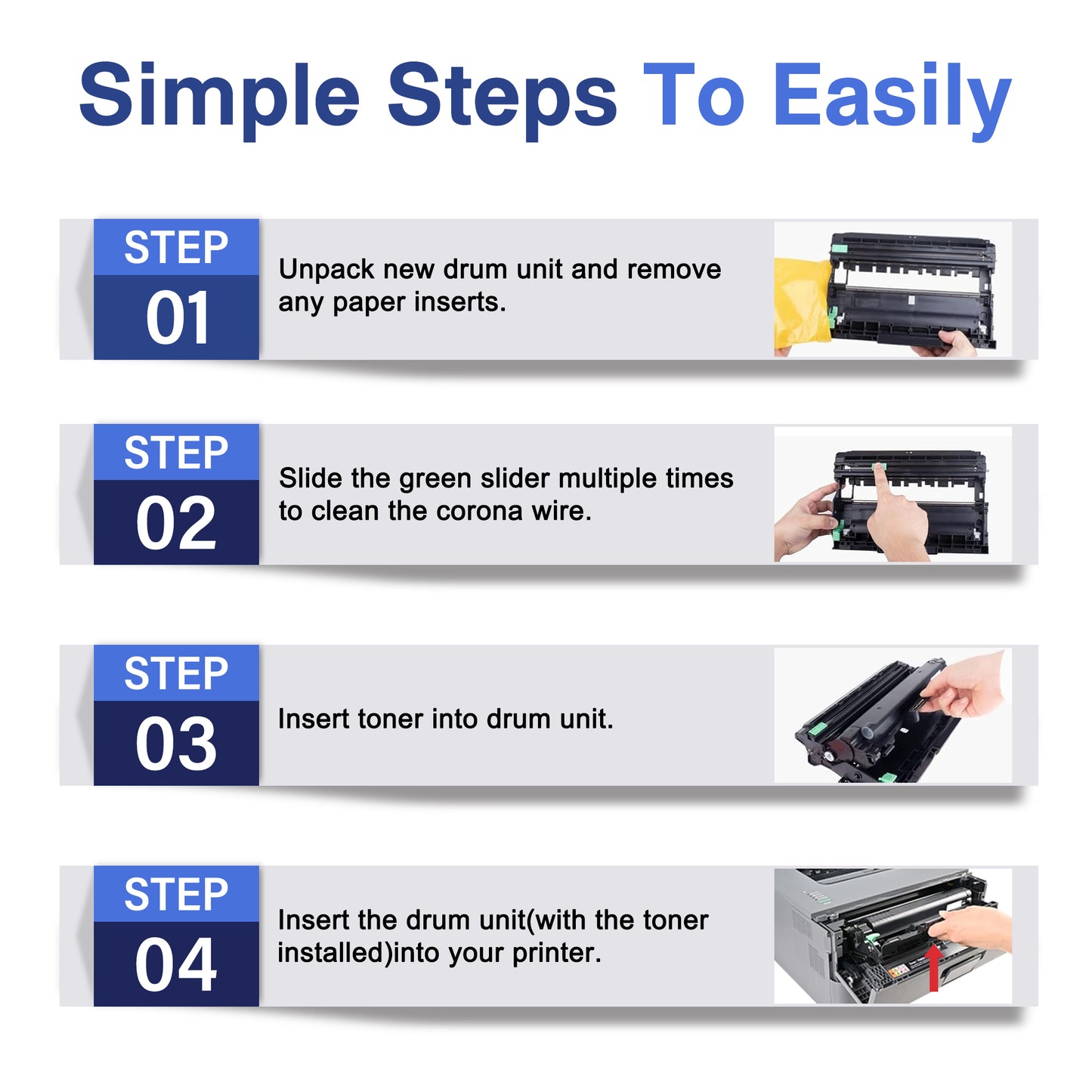 DR630 Drum Unit Black ZXTZX Compatible for Brother for HL-L2360DW MFC-L2705DW Series Printers 4 Pack