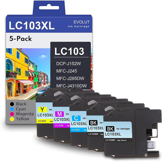 LC103XL Ink Cartridges Compatible for Brother LC103 Combo Pack Ink for DCP-J152W MFC-J245 Printer