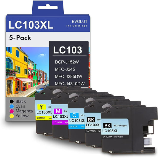 LC103XL Ink Cartridge (2BK/1C/1M/1Y) Compatible for Brother LC103 Ink for DCP-J152W MFC-J245 Printer