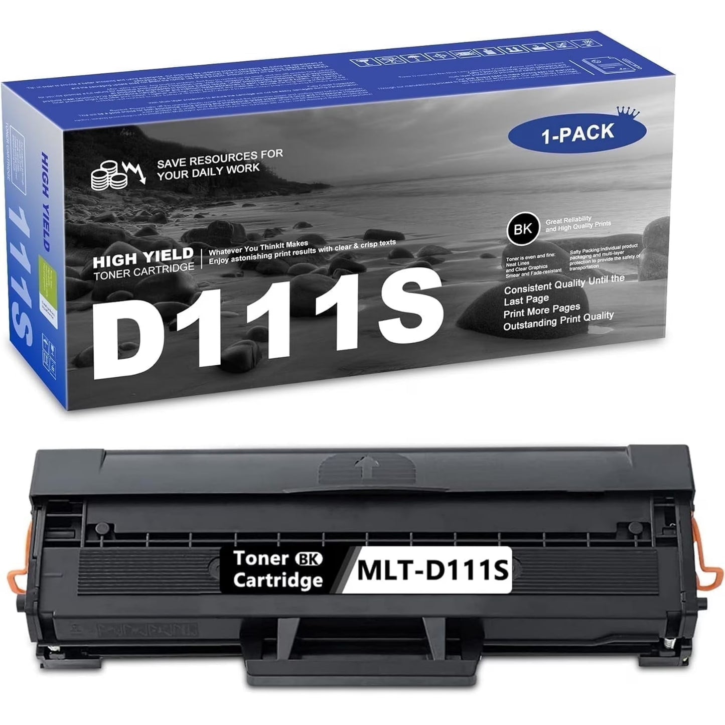 SevenColor MLT-D111S SU814A Black Toner Cartridge for Samsung Xpress M2020 Printer, Black