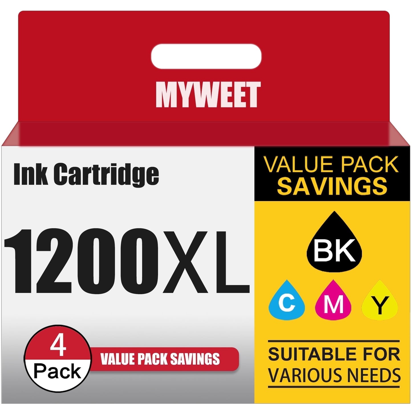 PGI-1200XL 1200 Ink Cartridges Value Pack Replacement for Canon PGI-1200XL 1200 Ink Cartridges for MAXIFY MB2720 MB2320 MB2020 MB2120 MB2350 Printer(4-PK, 1BK/1C/1M/1Y)
