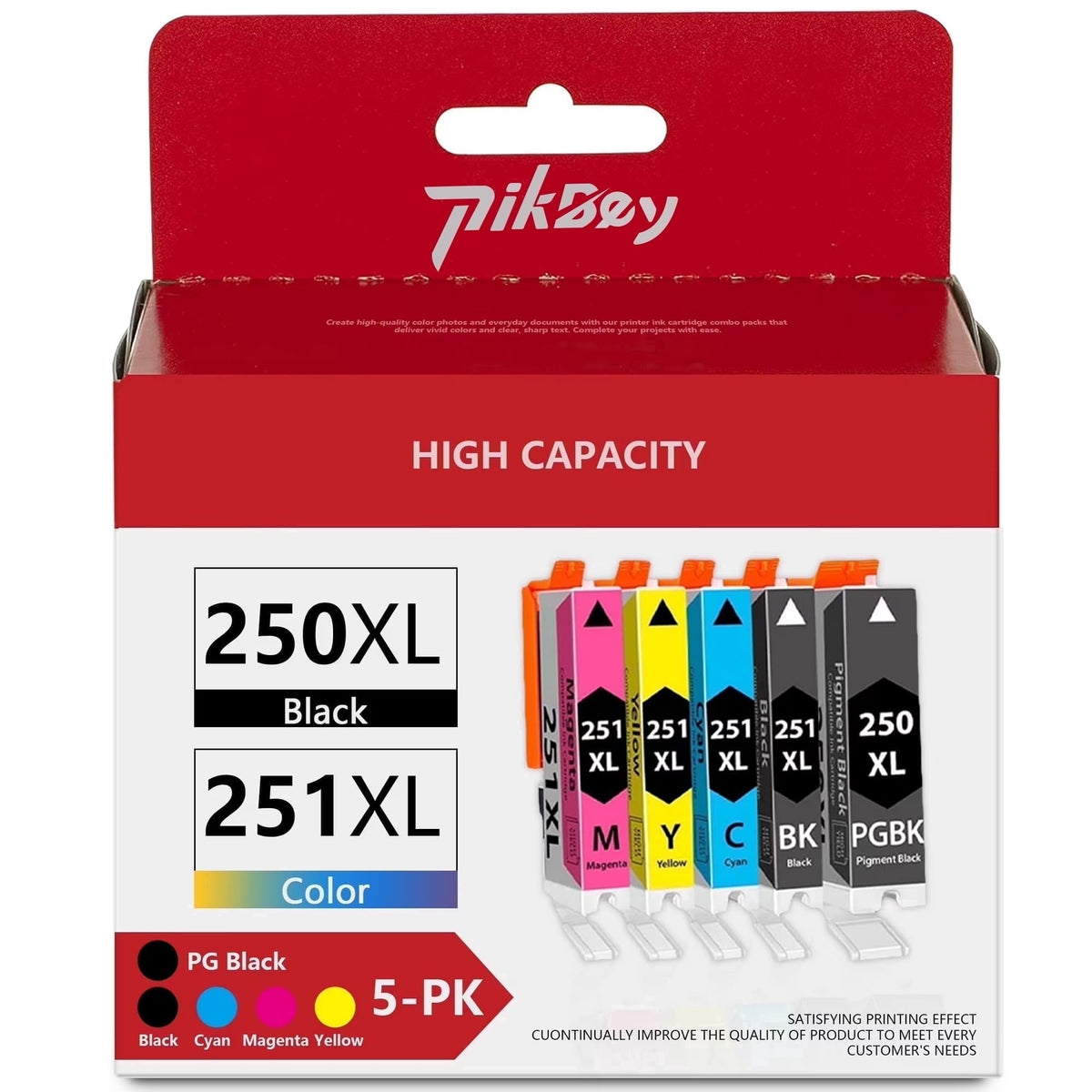 PGI-250XL CLI-251XL Ink Cartridges (5-Pack) - Compatible for Canon 250 251 Ink Cartridges for Canon Pixma MX922 MG5420 iP7220 Printers