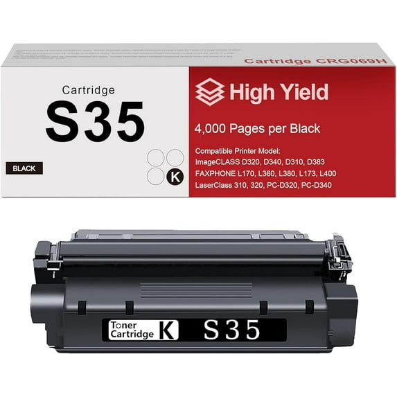 S35 Toner Cartridge High Yield Black (4,000 Pages) 1-Pack S35 Black Toner Cartridge Replacement for Canon S35 Ink imageCLASS D320 D340 D310 D383 Printer