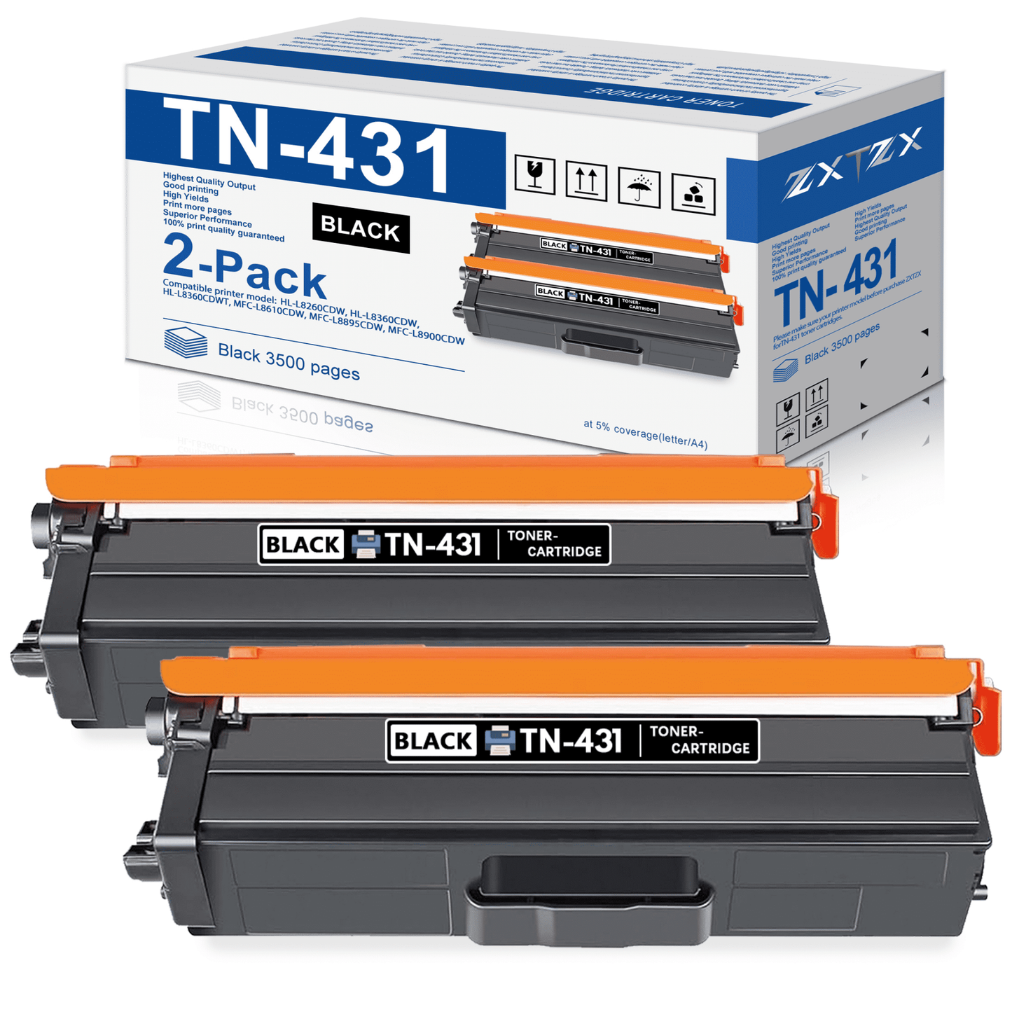 TN431 Toner Compatible for Brother TN431 Toner Cartridges for HL-L8360CDW Printer (2Pack)