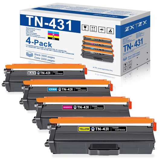 TN 431 Toner Cartridge for Brother TN 431 Toner Cartridges HL-L8260CDW HL-L8360CDW Printer 4pack