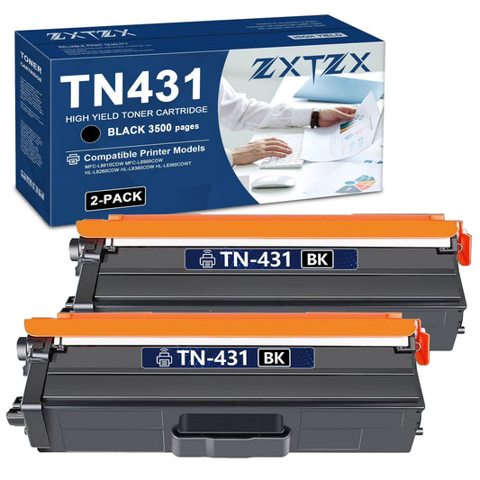 TN431 Toner Compatible for Brother TN431Black Toner Cartridges for L8360CDWT L8610CDW Printer 2 Pack