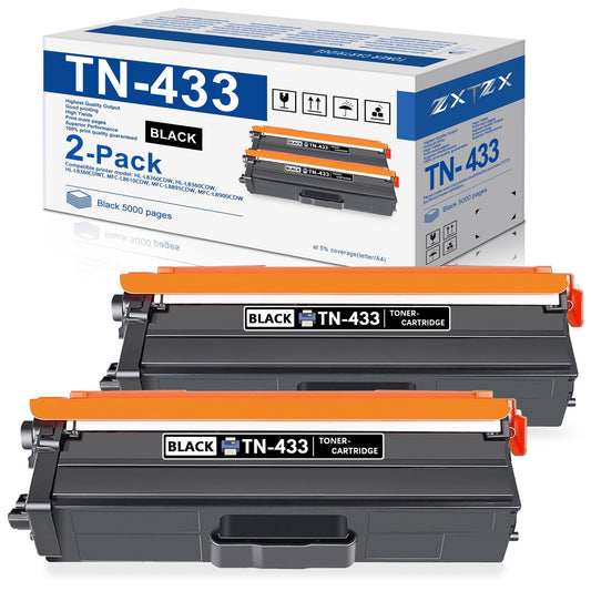 TN433 Black *2Toner Black Compatible for Brother TN433 TN431 Toner Cartridges for L8260CDWT L8900CDW Printer