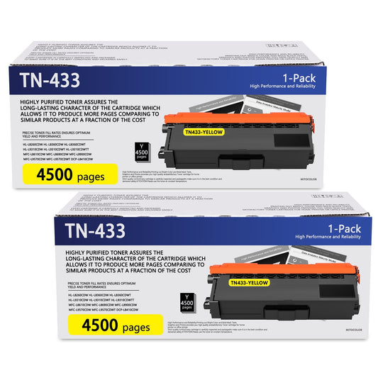 TN433 Toner Cartridges (Yellow, 2-Pack) Replacement for Brother TN-433 Toner Cartridges for HL-L8260CDW L8360CDW MFC-L8900CDW L9570CDW Printer