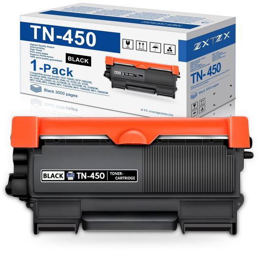 TN450 Black 1-Pack Toner Cartridge Compatible for Brother TN-450 420 Work for DCP-7060D HL-2220 MFC-7360N