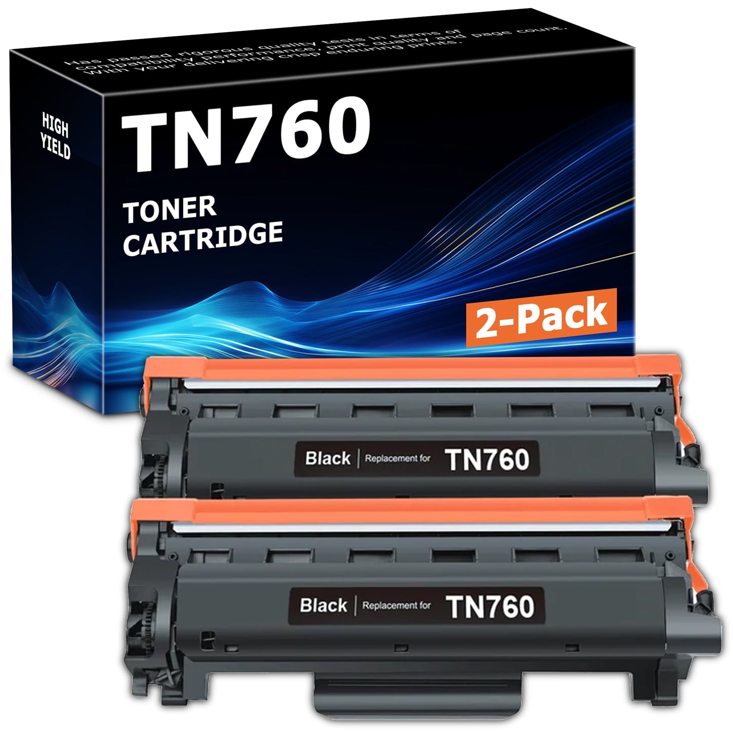 TN760 Black Toner Cartridge Compatible for Brother TN-760 TN-730 HL-L2350DW DCP-L2550DW MFC-L2710DW MFC-L2690DW MFC-L2750DW High Yield Printer Ink 2 Pack