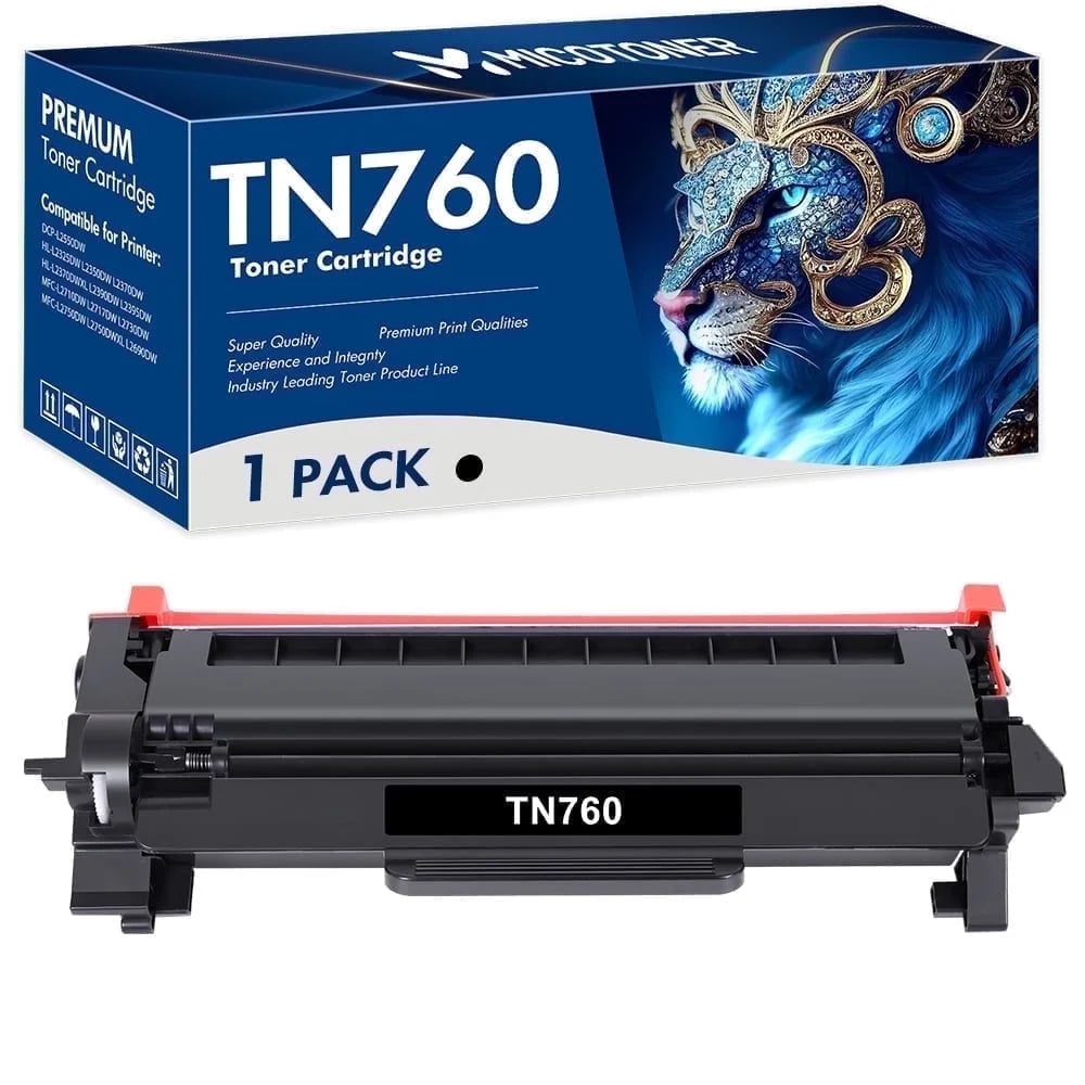 TN760 Toner Cartridge Compatible for Brother TN760 TN-760 TN730 TN770 HL-L2350DW HL-L2370DW MFC-L2750DW MFC-L2710DW MFC-L2730DW DCP-L2550DW Printer Ink (Black 1-Pack)