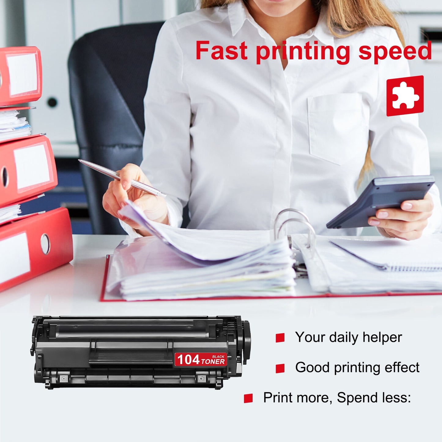 104 0263B001AA Toner Cartridge Black 1-Pack Replacement for Canon 104 ImageCLASS D420 MF4150d MF4270dn MF4350d MF4370dn MF4690 Printer