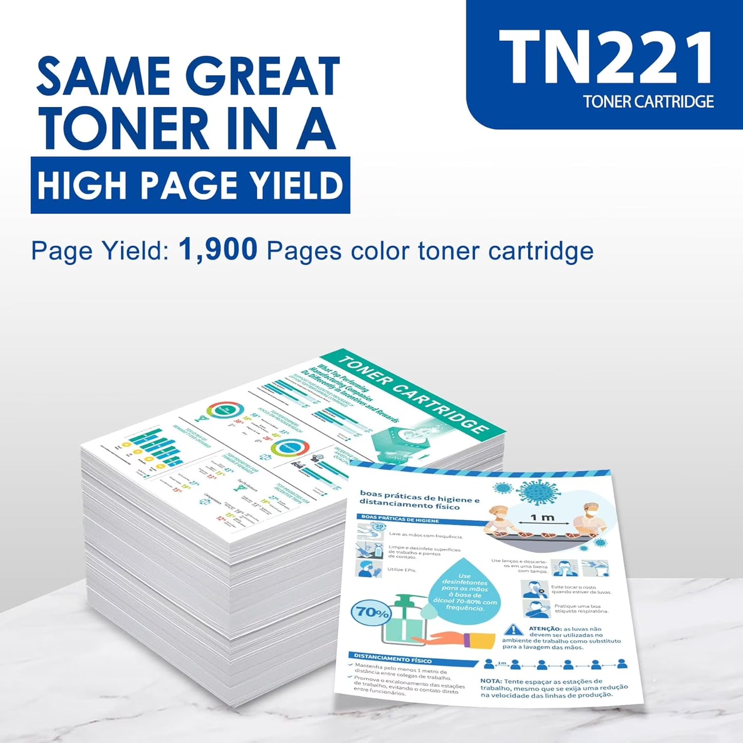 TN221 Toner Cartridge 3PK Compatible for Brother TN-221 Toner for MFC-9340CDW MFC-9130CW Printer
