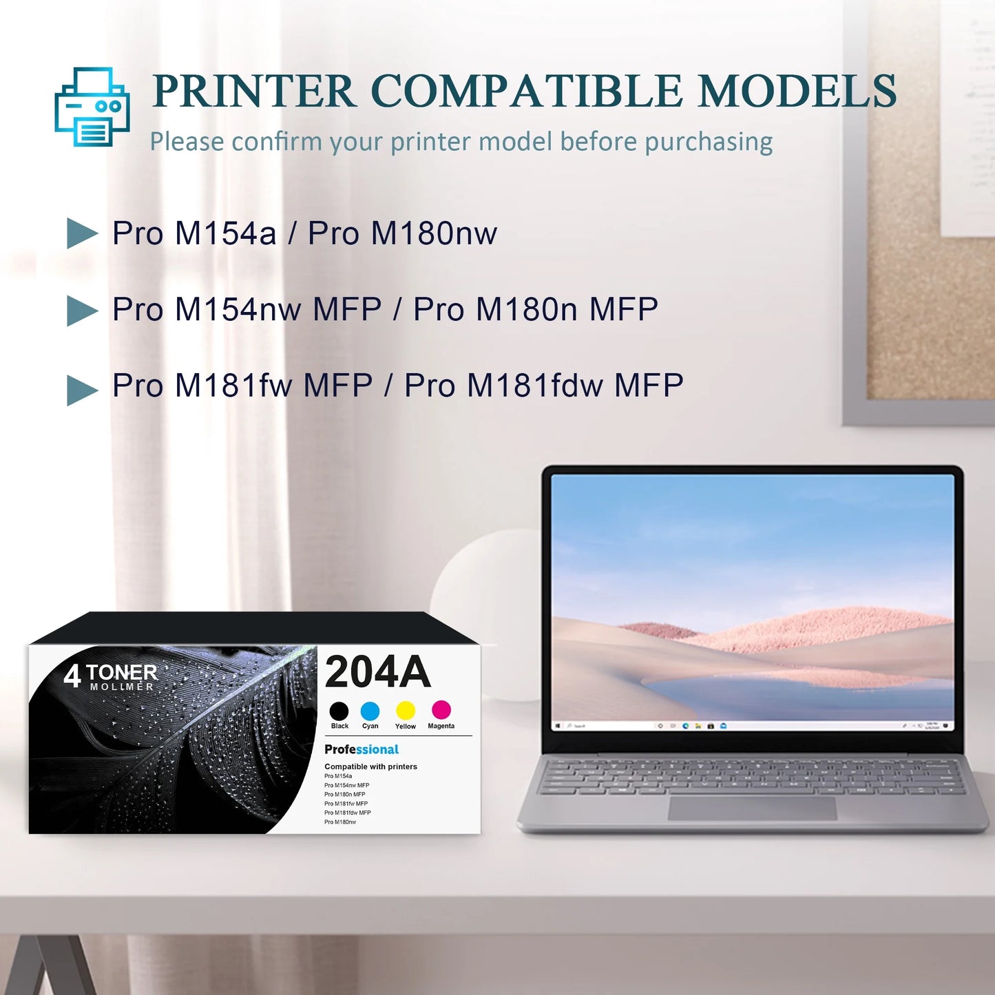 204A | CF510A CF511A CF512A CF513A Toner Cartridge 4 Pakc Compatible for HP Pro M154a M154nw MFP M180n M180nw Printers