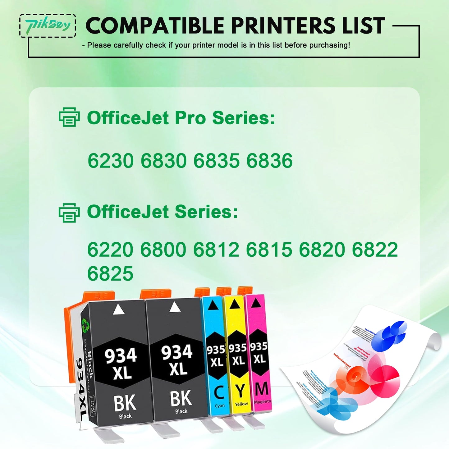 934XL and 935XL Ink Cartridges Combo Pack (5 Pack) - Compatible for HP 934 and 935 Ink Cartridge for Officejet 6220 6812 Officejet Pro 6230 Printers