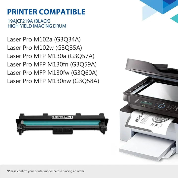 19A CF219A Drum Unit Black High Yield 2-Pack | 19A Drum Unit Compatible for HP 19A Imaging Drum 19A Ink with Pro M102 Series Pro MFP M130 Series Printer (No Toner Included)