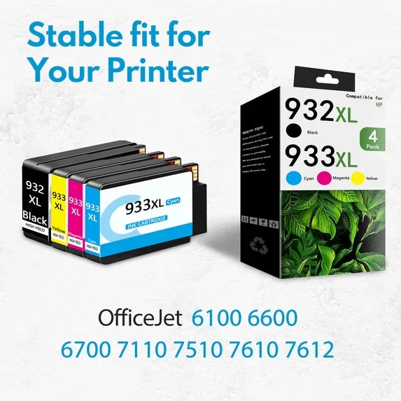 932XL 933XL Ink Cartridges Compatible for 932 932 XL Ink Cartridge Combo Pack Printers（4 Pack）