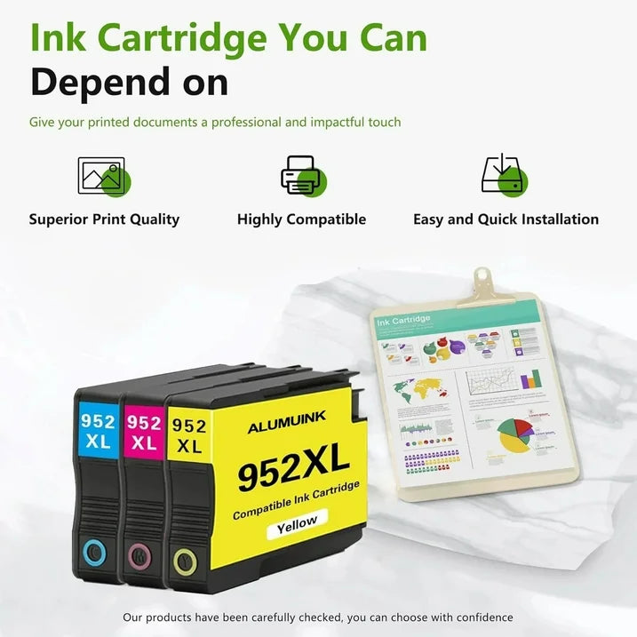 952XL Ink Combo Pack Compatible for HP 952 Ink Cartridges for OfficeJet 8710 7740 Printers (3 Pack)