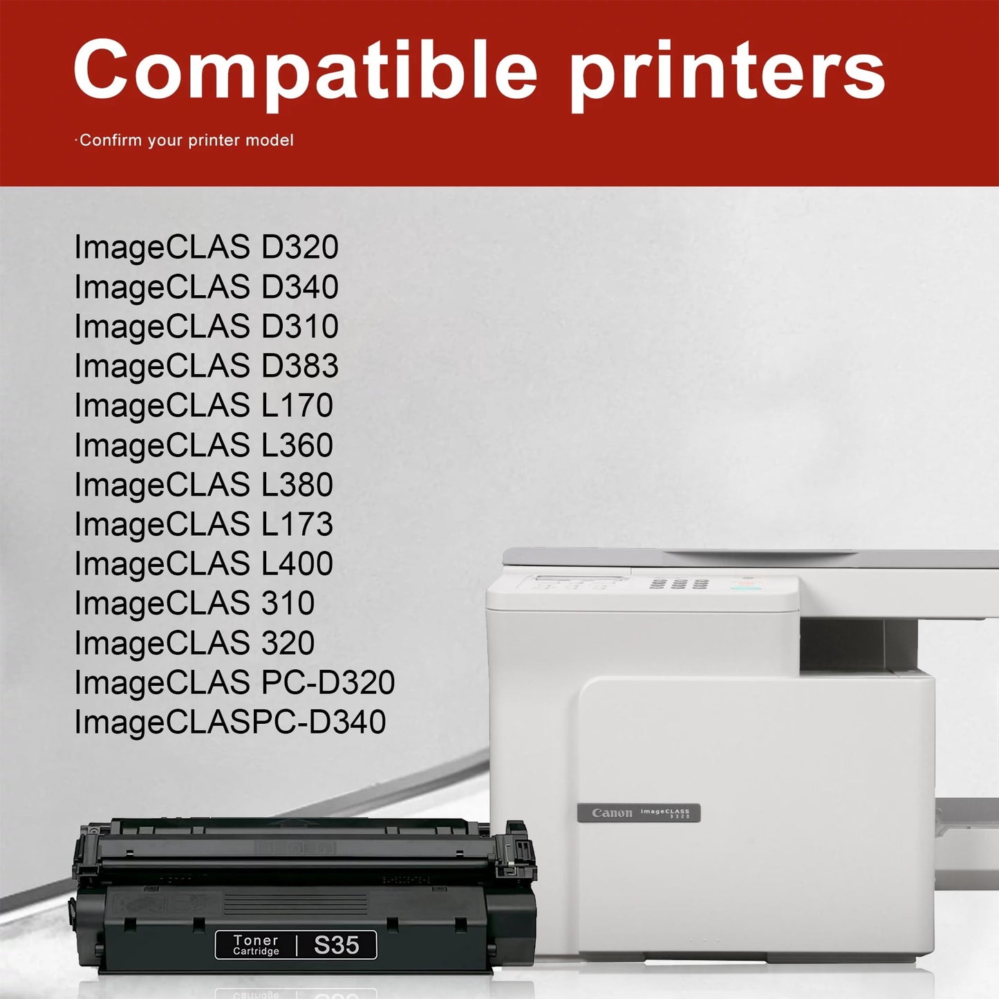 S35 3800 Page-Yield, Black Toner Cartridge 2-Pack Replacement for Canon ImageCLASS D320 D340 Printer (CNM7833A001)