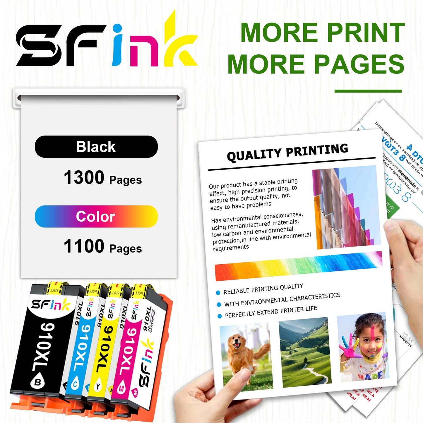 910 XL 910XL Ink Cartridges Combo Pack Compatible for HP 910 Ink Cartridges Work for OfficeJet 8022e OfficeJet Pro 8020 8025e Printers (4-Pack)