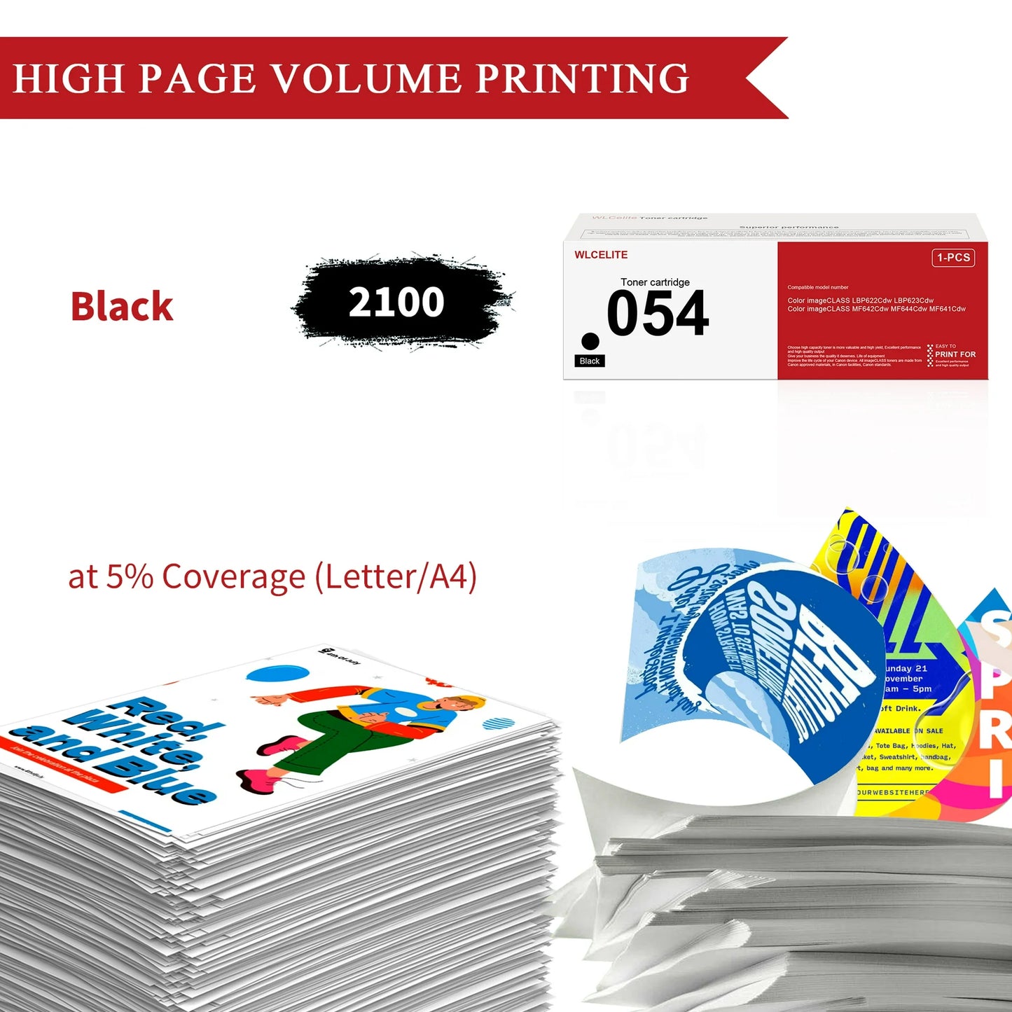 054 ‎CRG 054 Toner Cartridge Replacement for Canon 054 Toner Cartridge for LBP622Cdw LBP623Cdw Printer（Black）