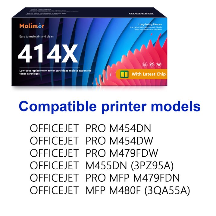 414X | W2020X Black Cyan Yellow Magenta Toner Cartridge 4 Pack With Chip Compatible for Pro M455dn M454dw M479fdw Printer