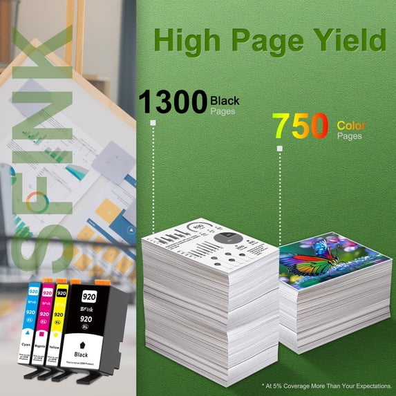 920XL 4 Pack Ink Combo Pack Compatible for HP920 Ink Cartridges for OfficeJet 6500 6500A 6000 7000 7500 7500A E709 E710 Printers (1BK/1C/1M/1Y)
