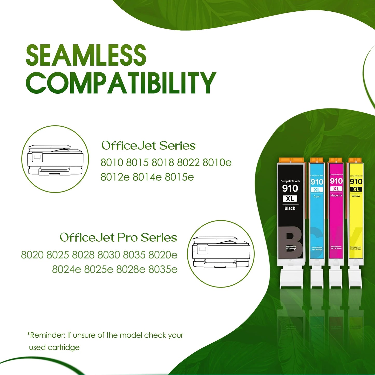 910XL 910 XL Ink Cartridges 910XL Ink Combo Pack Compatible for HP 910 Ink Cartridge for HP OfficeJet 8022e 8020 Pro 8015e 8028e Printers (4 Pack)