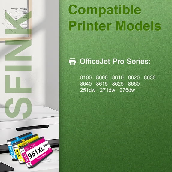 951XL Ink Cartridge 3-Pack Compatible for HP950XL 951XL Ink Cartridges for OfficeJet Pro 8100 8600 8610 8620 8630 8640 8615 8625 8660 251dw 271dw 276dw Printer(1Cyan 1Magenta 1Yellow)