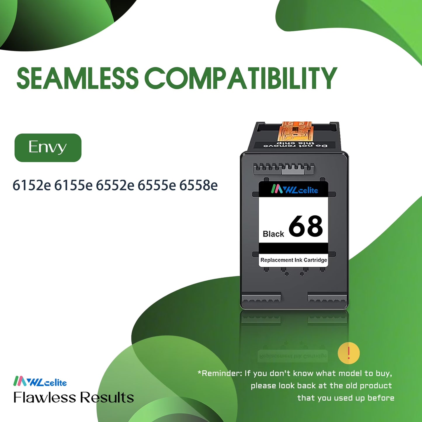68 Ink Compatible for 68 Black Ink Cartridge for Envy 6100e 6500e Series